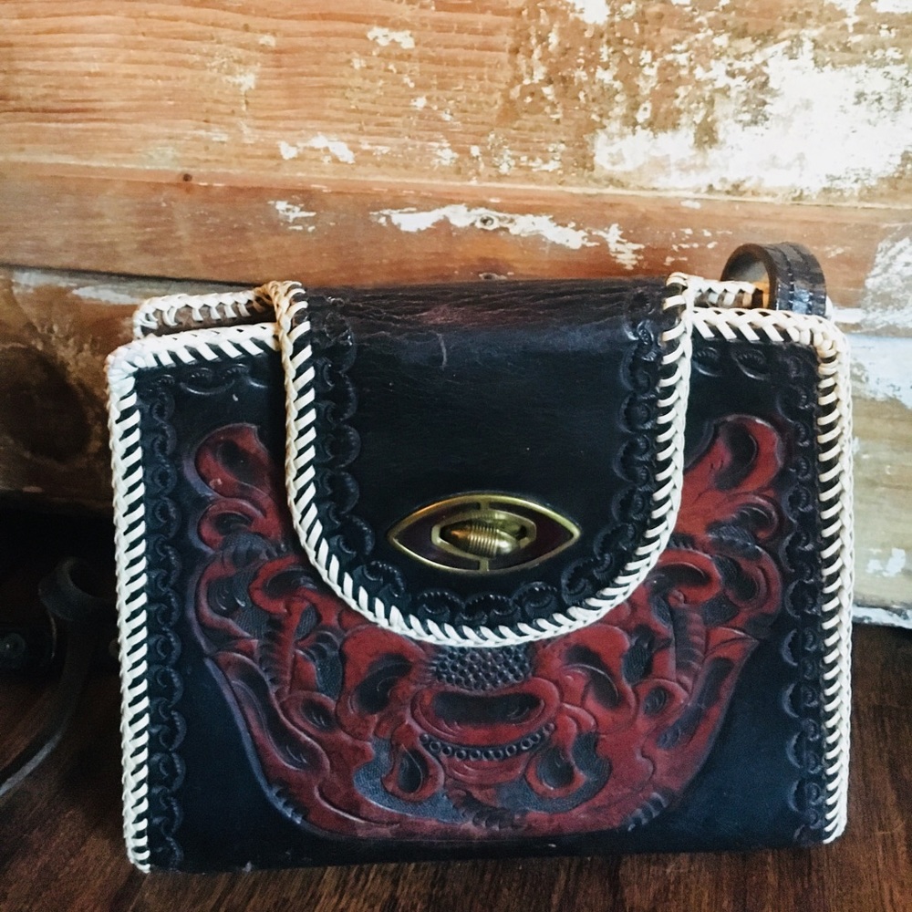 Vintage Tooled Leather Handbag